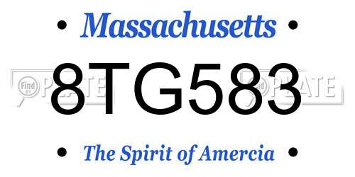 8TG583 Massachusetts License Plate