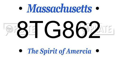 8TG862 Massachusetts License Plate