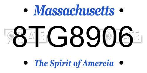 8TG8906 Massachusetts License Plate