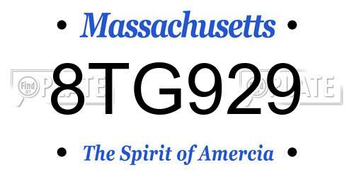8TG929 Massachusetts License Plate