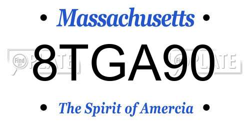 8TGA90 Massachusetts License Plate