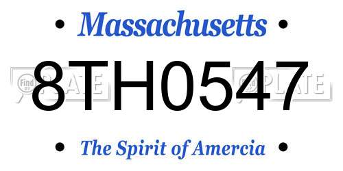 8TH0547 Massachusetts License Plate