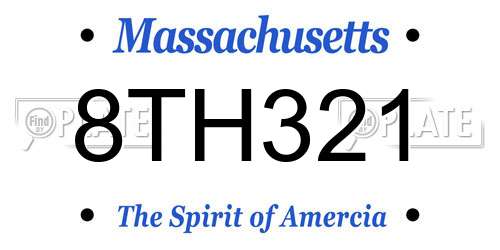 8TH321 Massachusetts License Plate