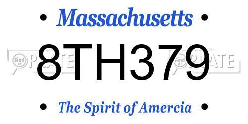 8TH379 Massachusetts License Plate