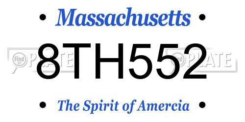 8TH552 Massachusetts License Plate