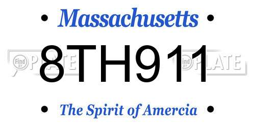 8TH911 Massachusetts License Plate