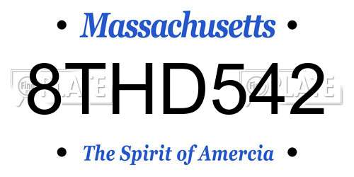 8THD542 Massachusetts License Plate