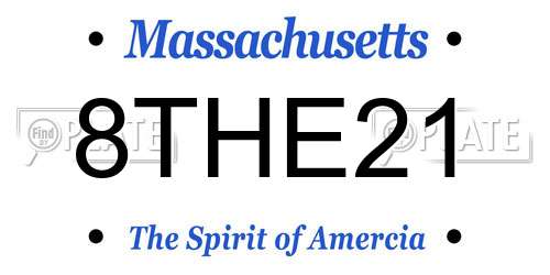 8THE21 Massachusetts License Plate