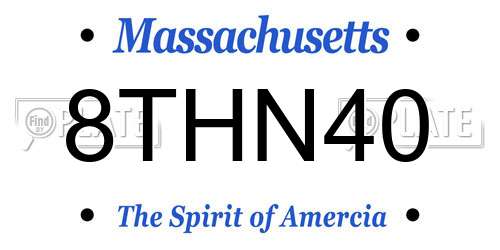 8THN40 Massachusetts License Plate