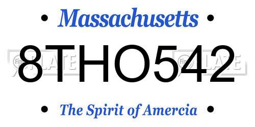 8THO542 Massachusetts License Plate