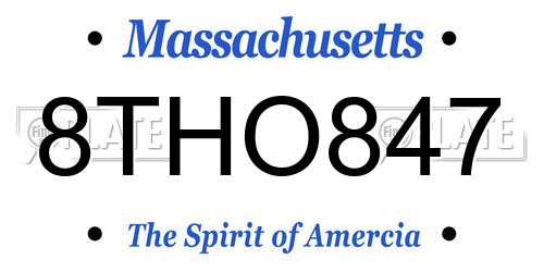 8THO847 Massachusetts License Plate