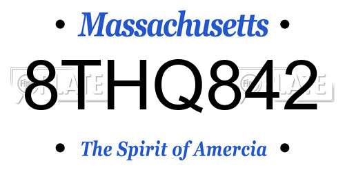8THQ842 Massachusetts License Plate
