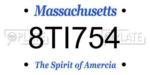 8TI754 Massachusetts License Plate