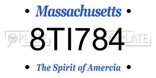 8TI784 Massachusetts License Plate