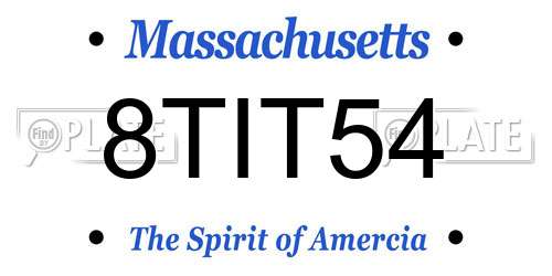 8TIT54 Massachusetts License Plate