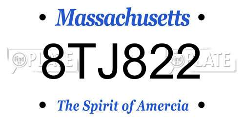 8TJ822 Massachusetts License Plate
