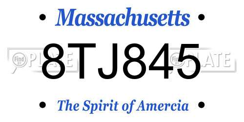 8TJ845 Massachusetts License Plate