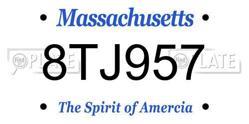 8TJ957 Massachusetts License Plate
