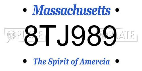 8TJ989 Massachusetts License Plate