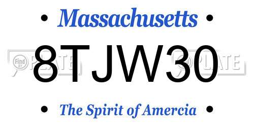 8TJW30 Massachusetts License Plate
