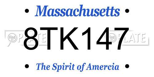 8TK147 Massachusetts License Plate