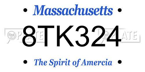 8TK324 Massachusetts License Plate