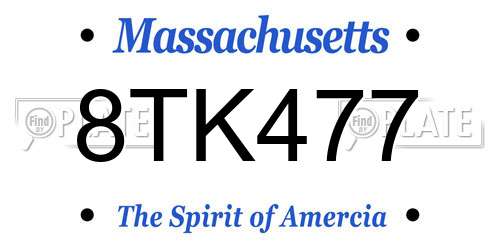 8TK477 Massachusetts License Plate
