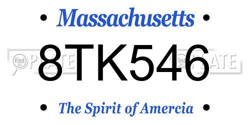 8TK546 Massachusetts License Plate