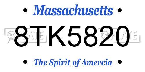 8TK5820 Massachusetts License Plate