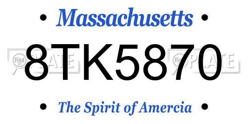 8TK5870 Massachusetts License Plate
