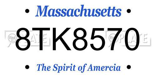 8TK8570 Massachusetts License Plate