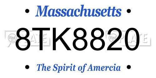 8TK8820 Massachusetts License Plate