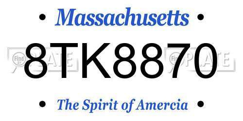 8TK8870 Massachusetts License Plate
