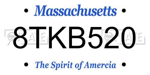8TKB520 Massachusetts License Plate