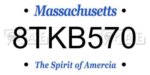8TKB570 Massachusetts License Plate