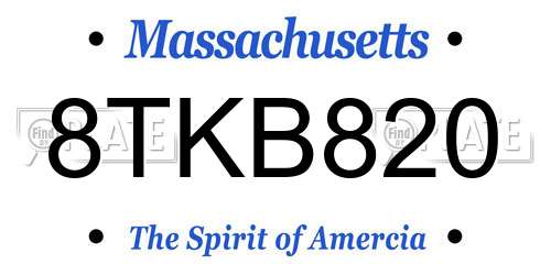 8TKB820 Massachusetts License Plate