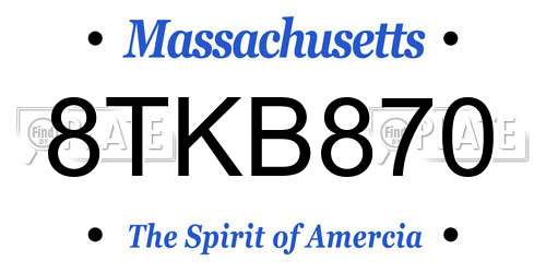 8TKB870 Massachusetts License Plate