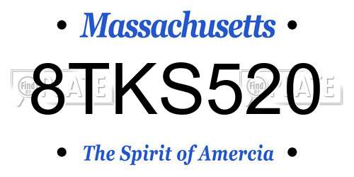 8TKS520 Massachusetts License Plate