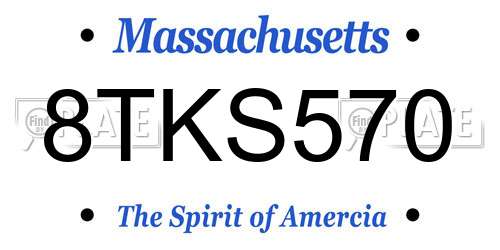 8TKS570 Massachusetts License Plate