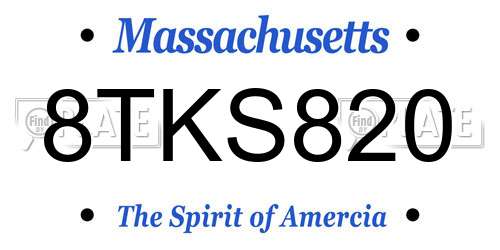 8TKS820 Massachusetts License Plate