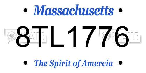 8TL1776 Massachusetts License Plate