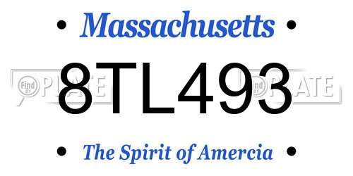 8TL493 Massachusetts License Plate