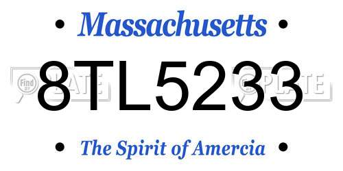8TL5233 Massachusetts License Plate