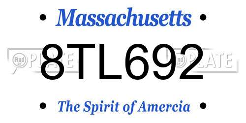 8TL692 Massachusetts License Plate