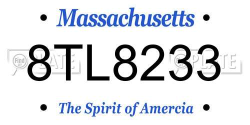 8TL8233 Massachusetts License Plate