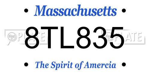 8TL835 Massachusetts License Plate