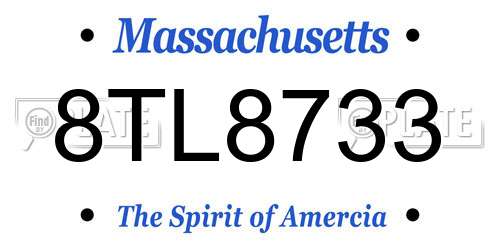 8TL8733 Massachusetts License Plate