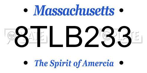 8TLB233 Massachusetts License Plate