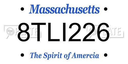 8TLI226 Massachusetts License Plate