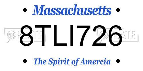 8TLI726 Massachusetts License Plate